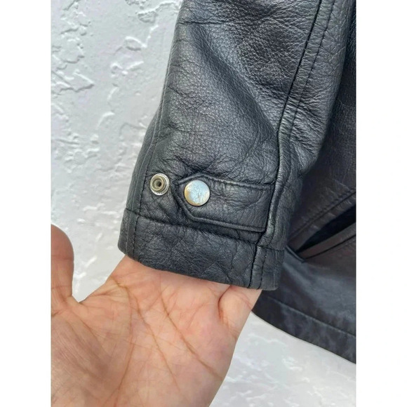 Class Club Kids Long Sleeve Full Zip Leather Motorcycle Jacket Black Sz 6/7 - Picture 10 of 13